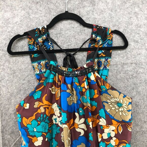 Arden B 100% Silk Cami Halter Top Womens S Multicolor Floral Tropical Beachy - Picture 5 of 11